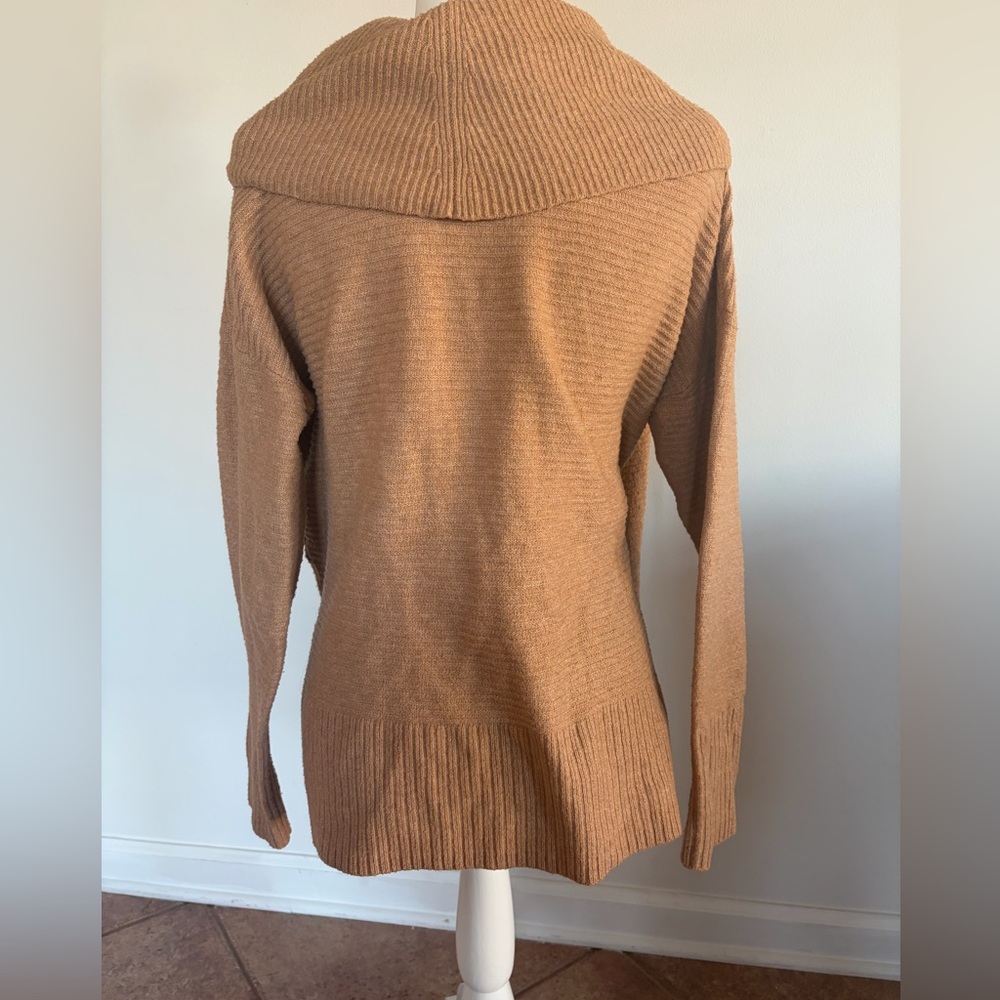 Time and Tru Women's Tan Long Sleeve Cowl Neck Sweater - Picture 7 of 9
